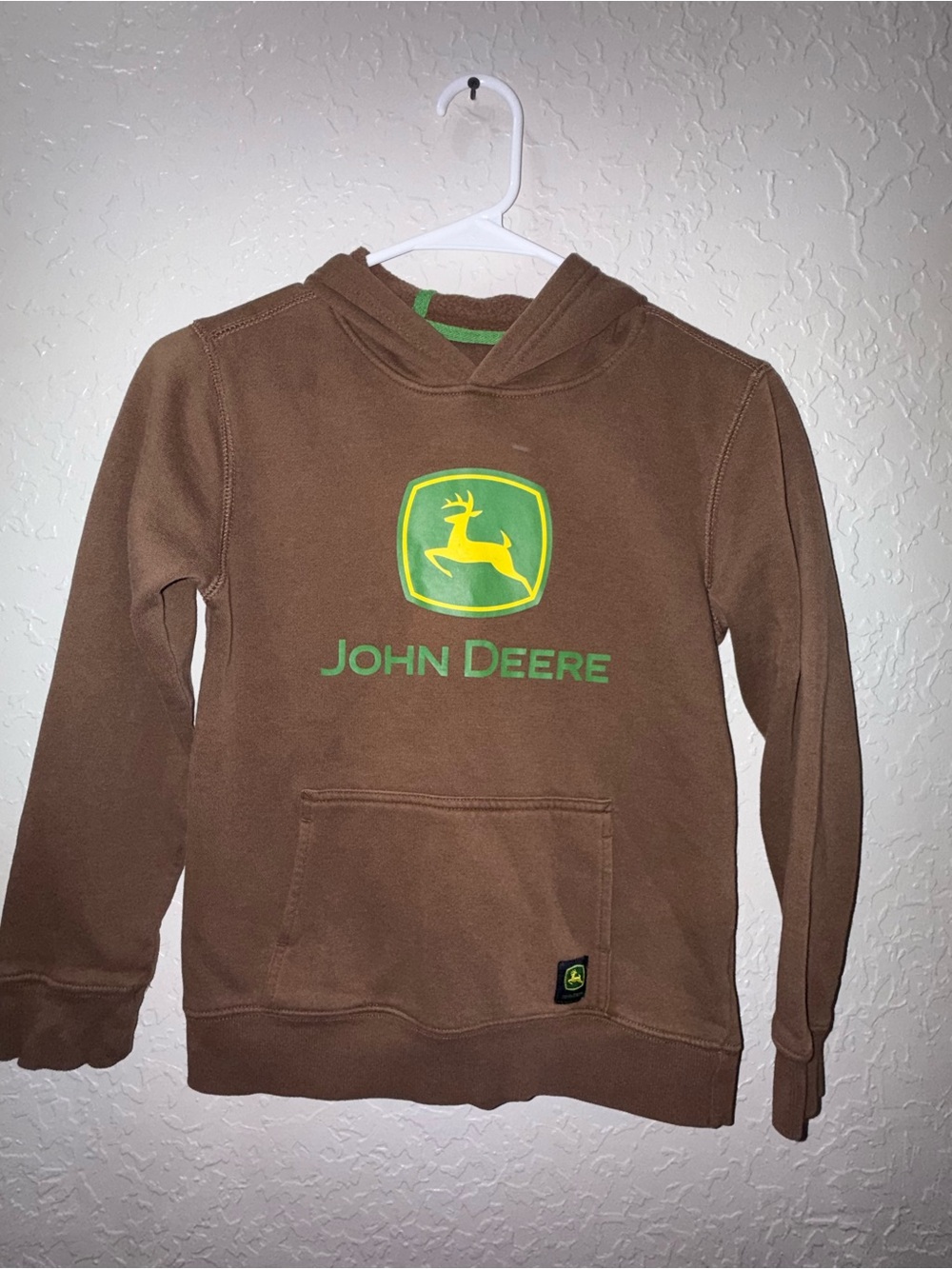 Size 8 John Deere Brown Logo Hoodie Sweatshirt for boys